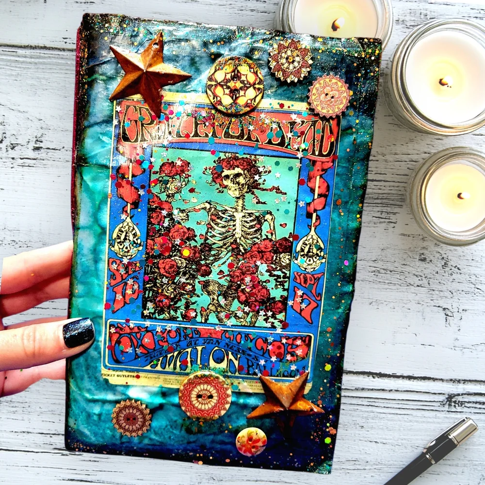 Grateful Dead Music Inspired Junk Journal Handmade Vintage Creative Notebook